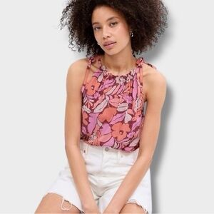 New Gap halter floral sleeveless blouse small